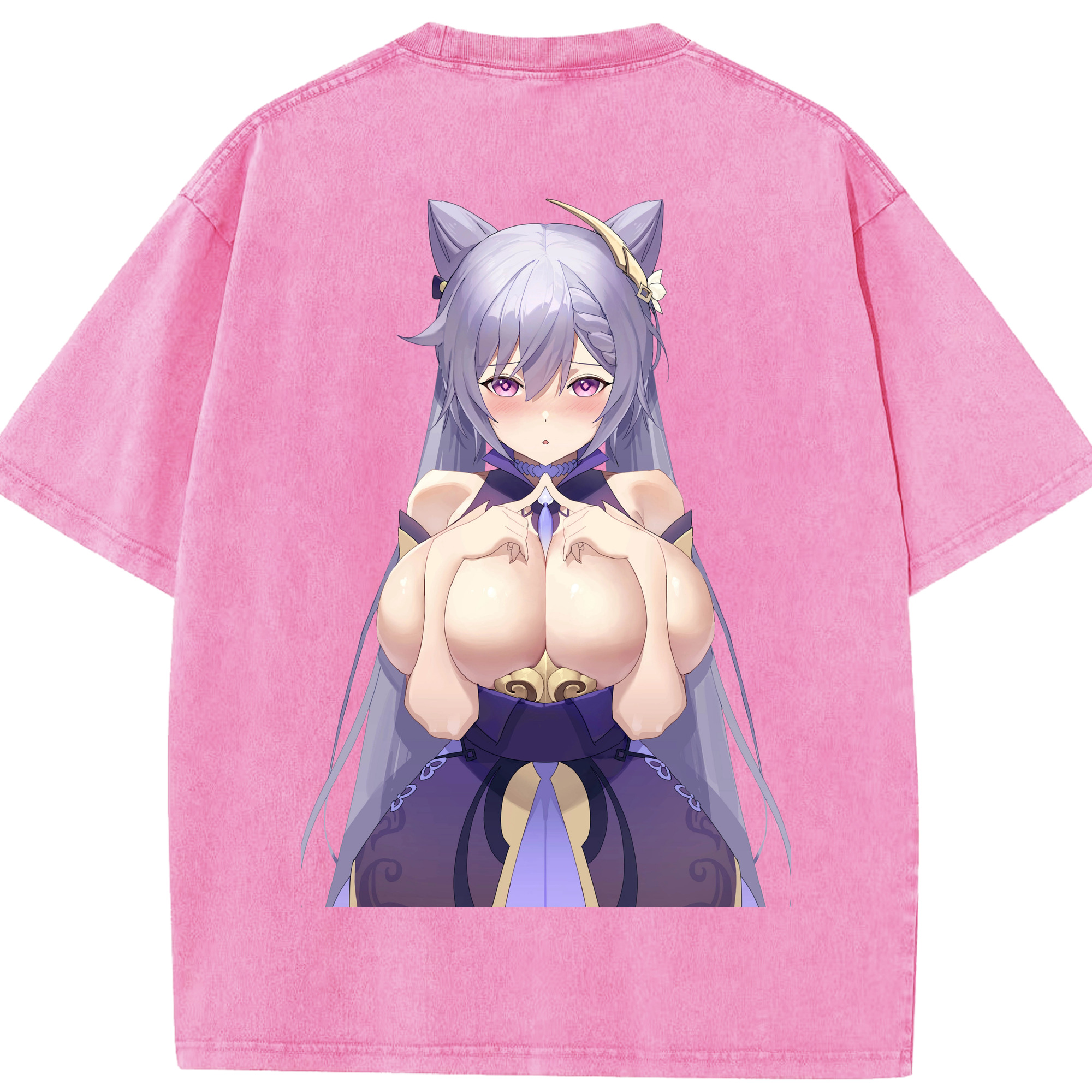 げんし神 刻晴 こくせい genshin Kokusei 綿100% ヴィンテージ風 半袖Tシャツ（背面プリント）